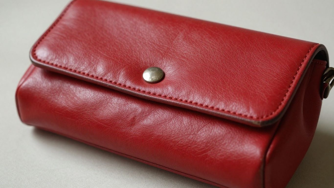 Rote Vintage-Handtasche mit klassischem Verschluss und Nähten.