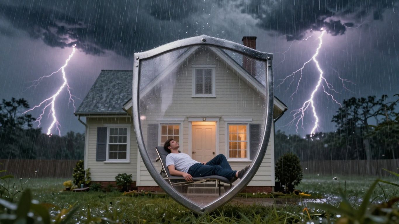 Casa protegida por seguro de hogar contra tormenta.