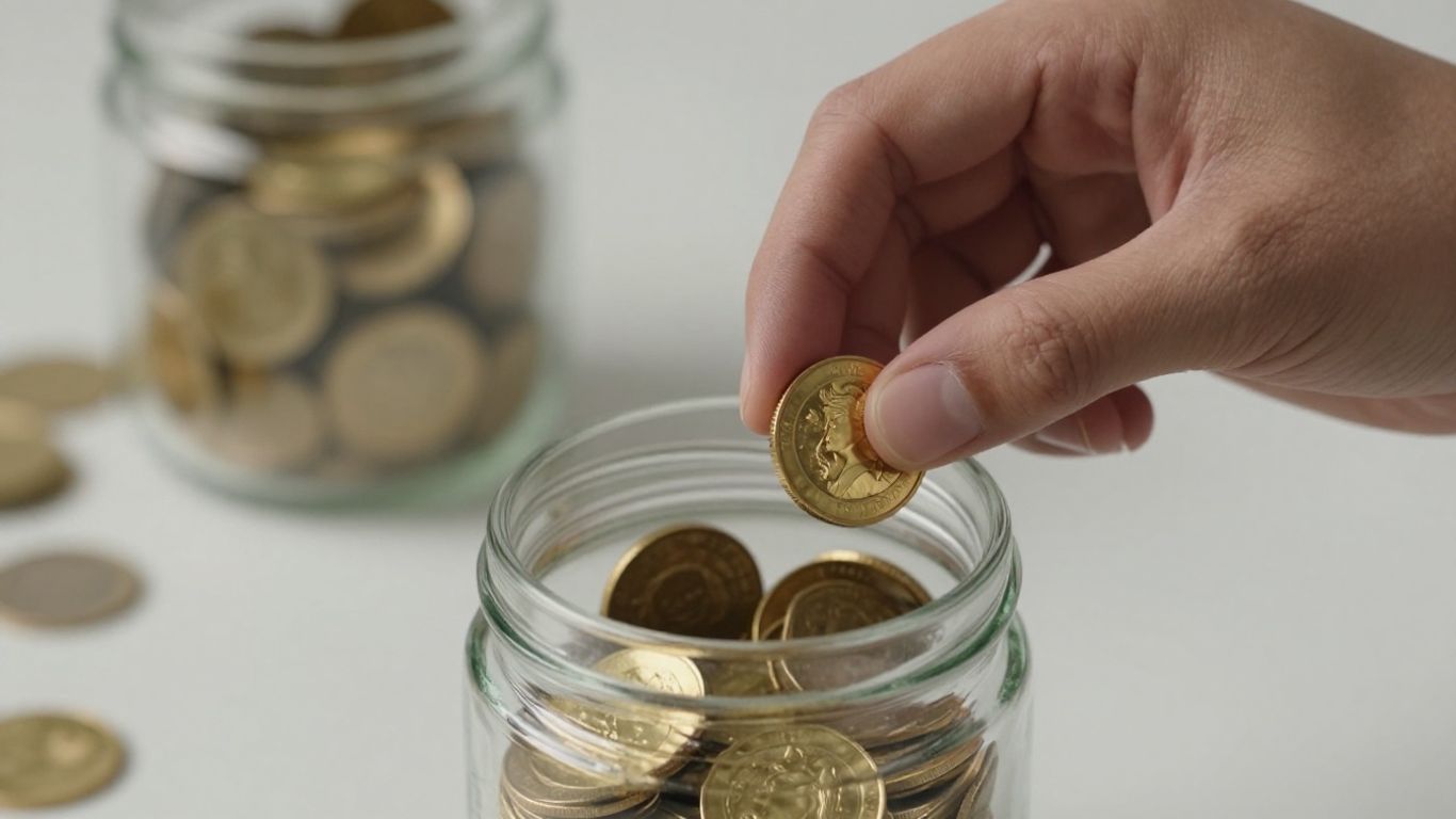 يد شخص تضع عملات ذهبية في جرة.