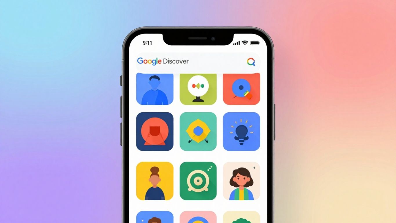 Interface de Google Discover avec des contenus visuels attrayants.
