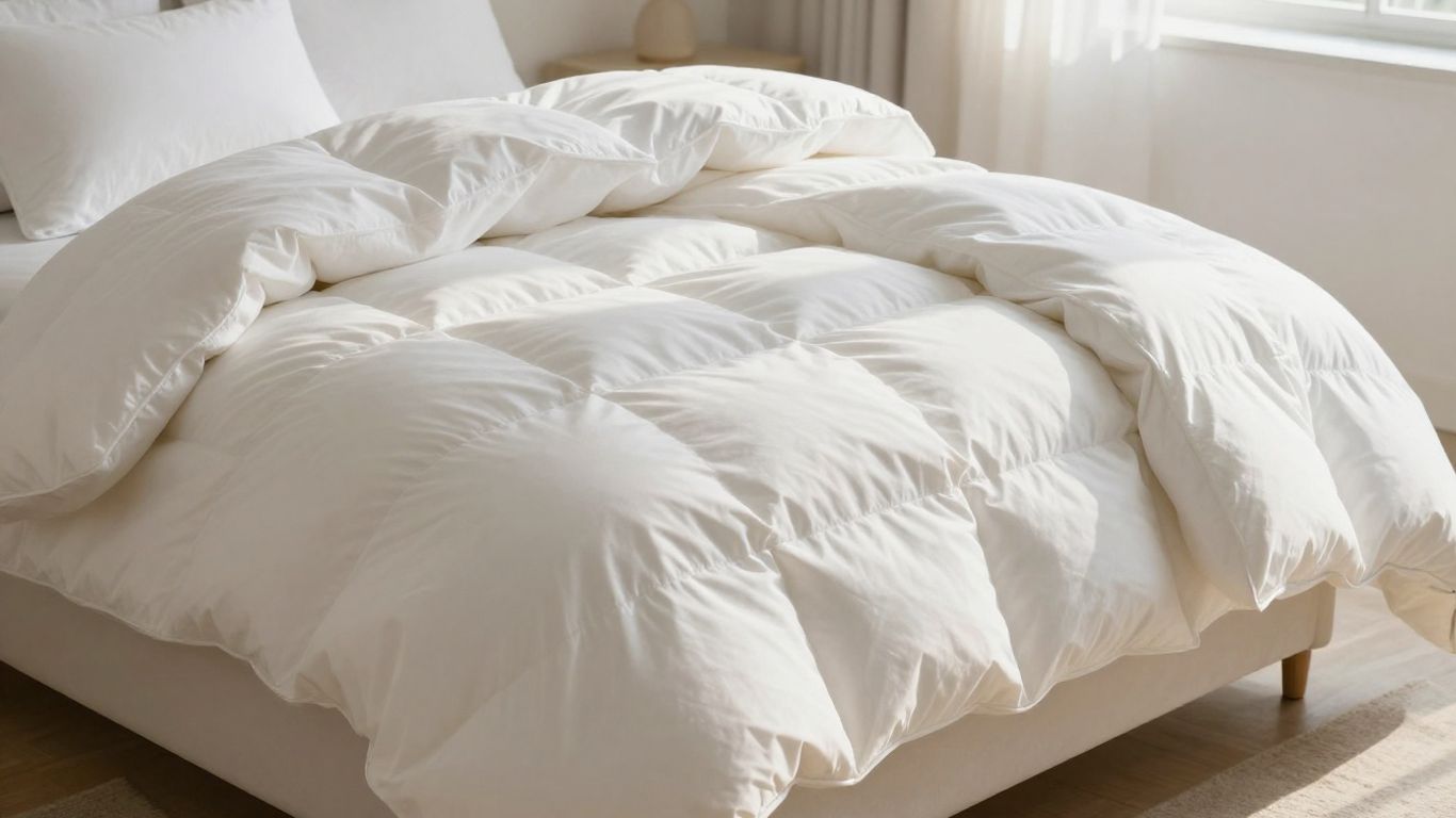 Fluffy down comforter on a bed