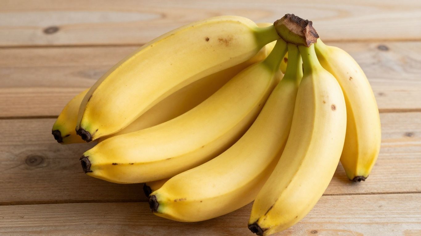 Un racimo de plátanos amarillos maduros.