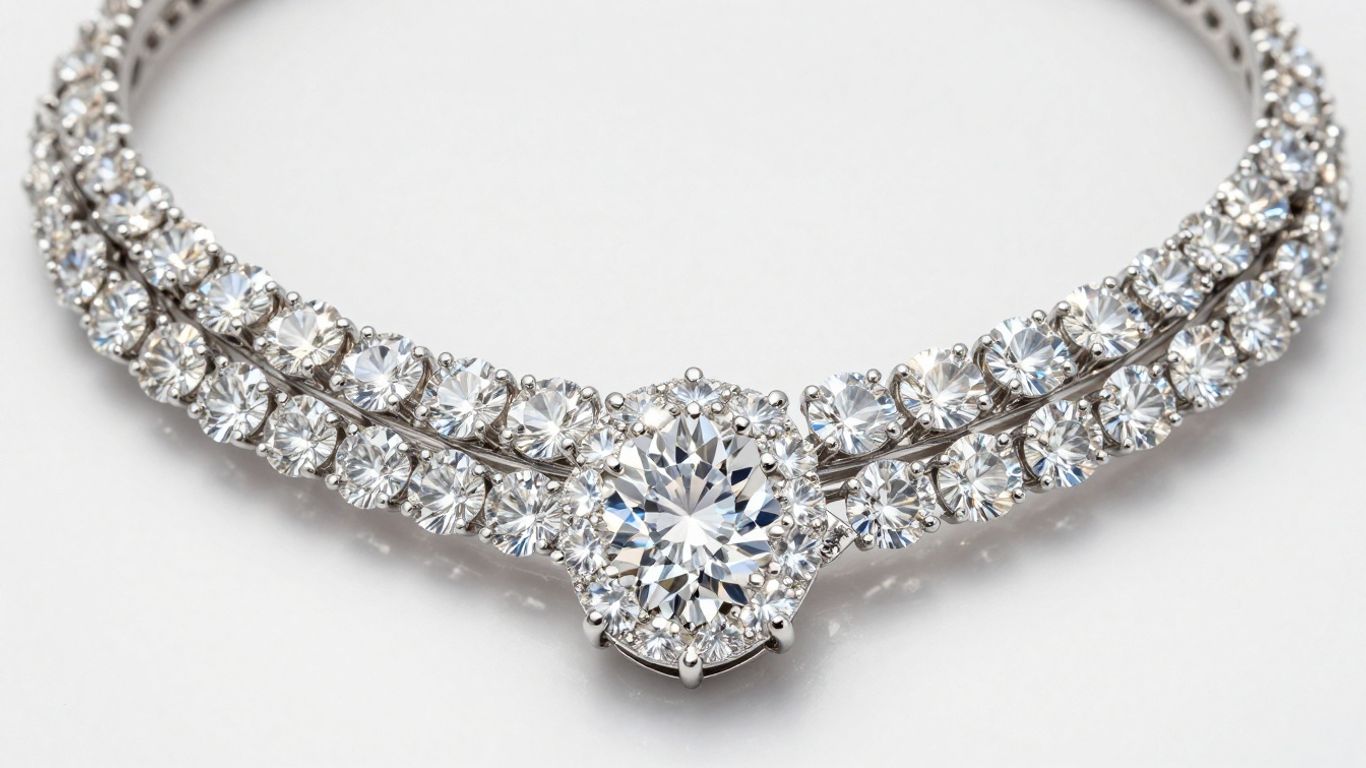 Elegant diamond necklace with sparkling stones.