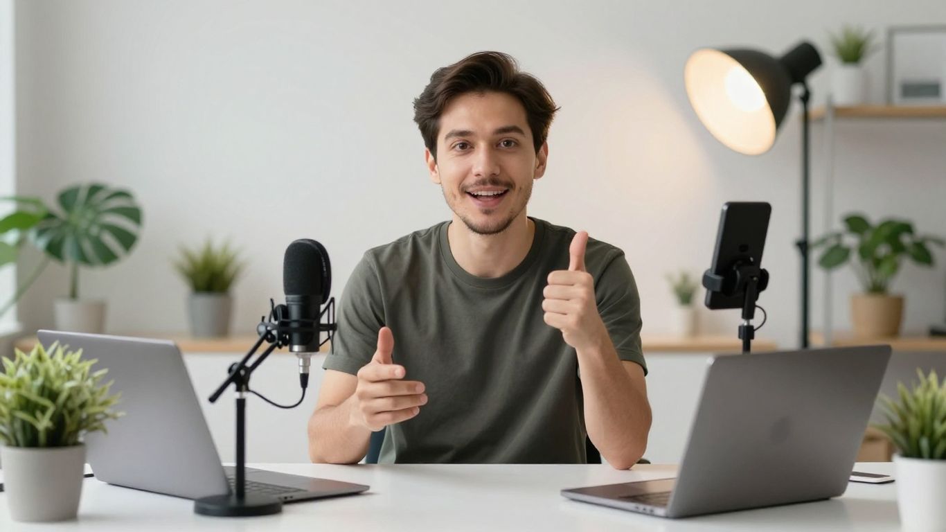 Host presenting a professional Instagram Live setup