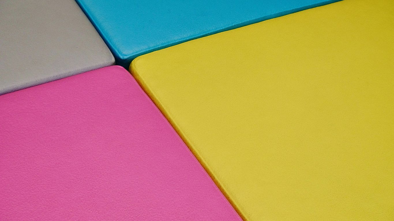 A simple yoga mat in a bright room