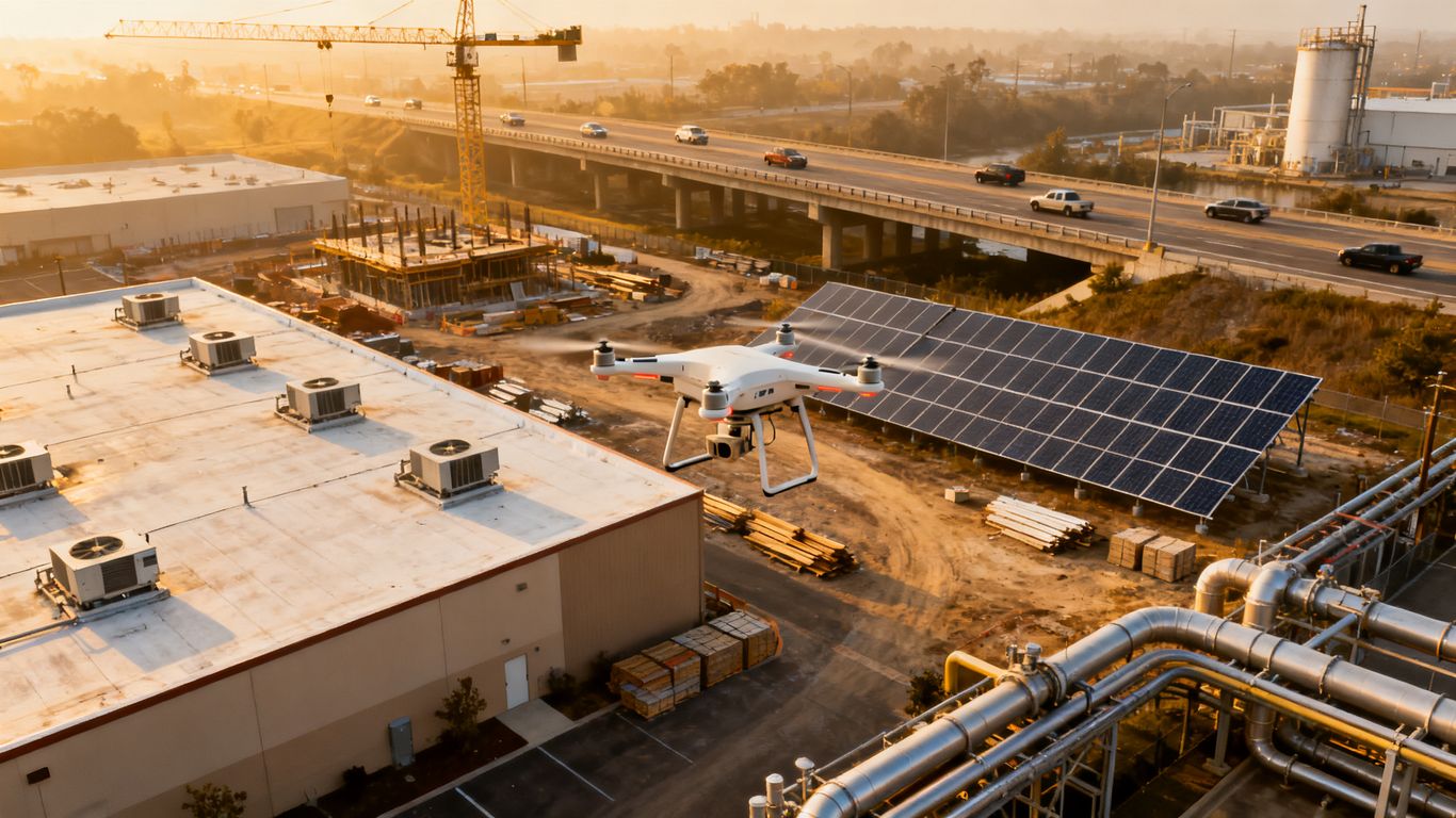 Aerial inspection over varied commercial assets
