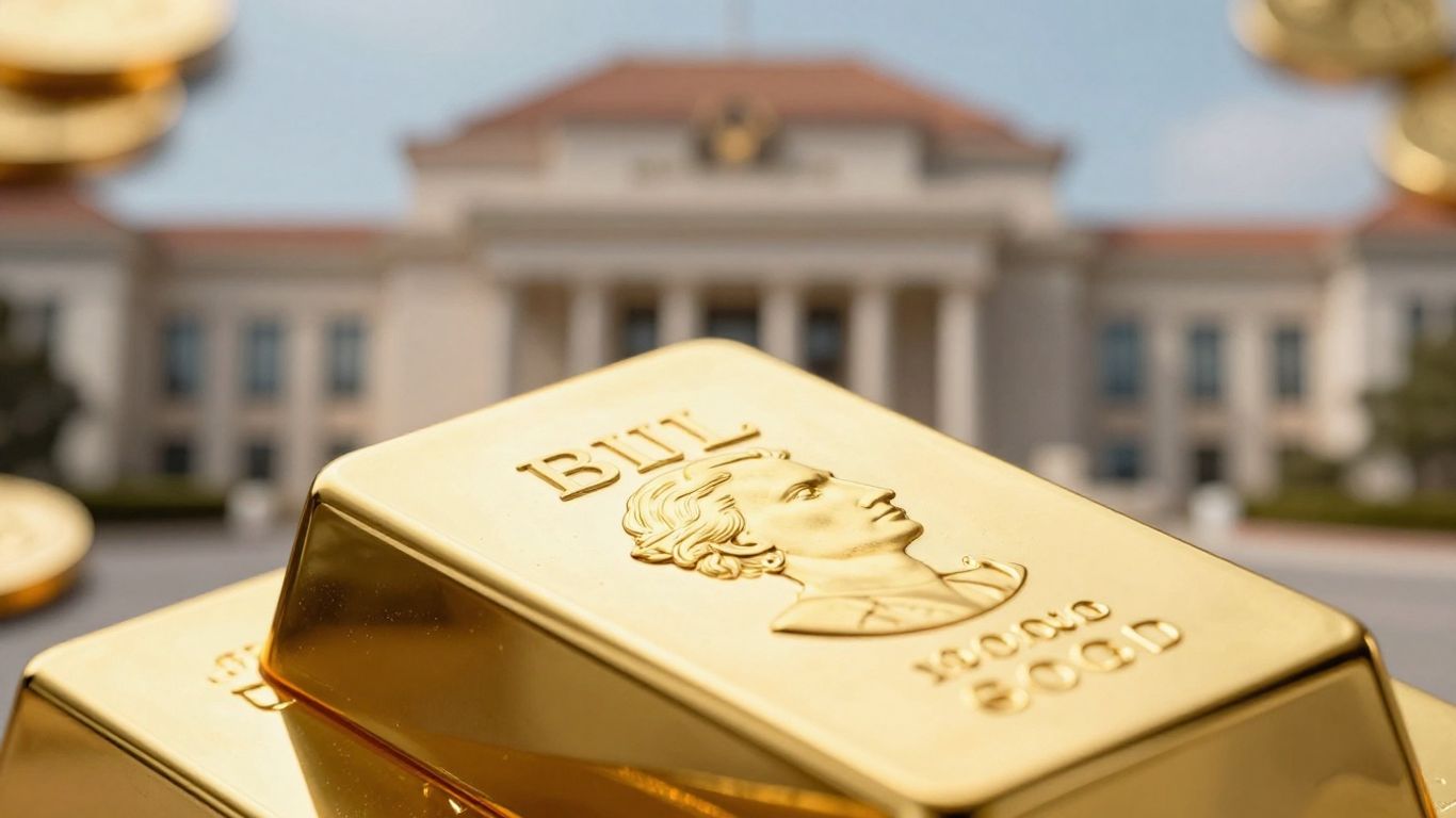 中央银行大楼附近有一块金锭。