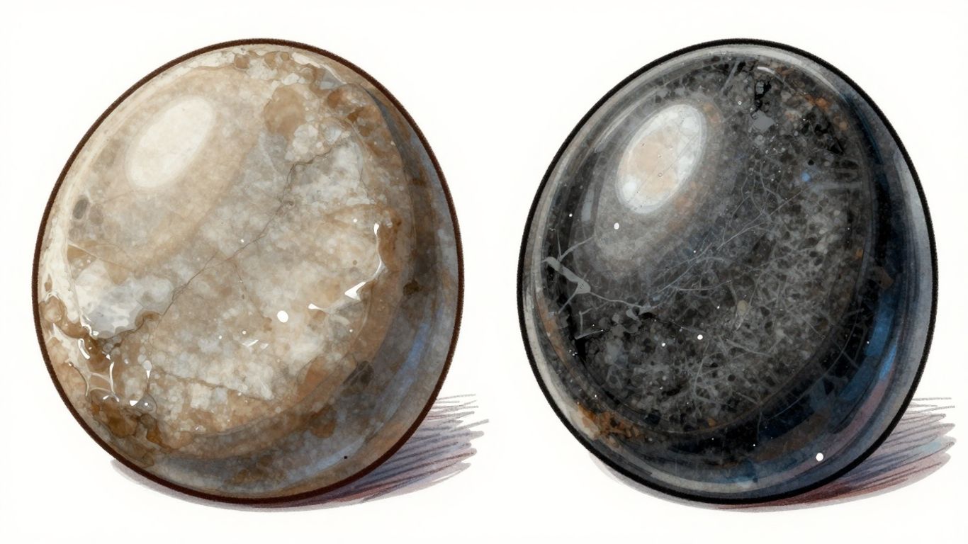 Honed versus polished marble finishes comparison sketch.