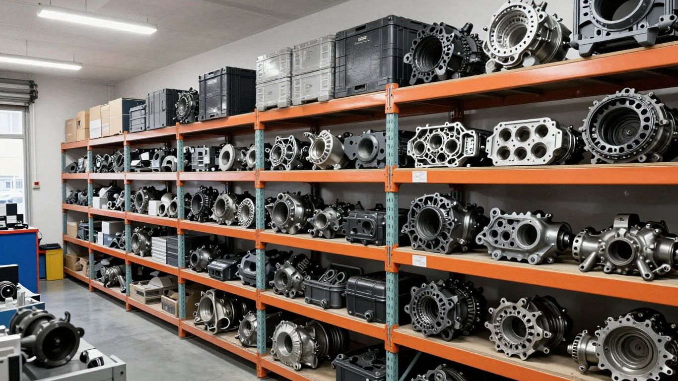 A clean automotive parts warehouse interior