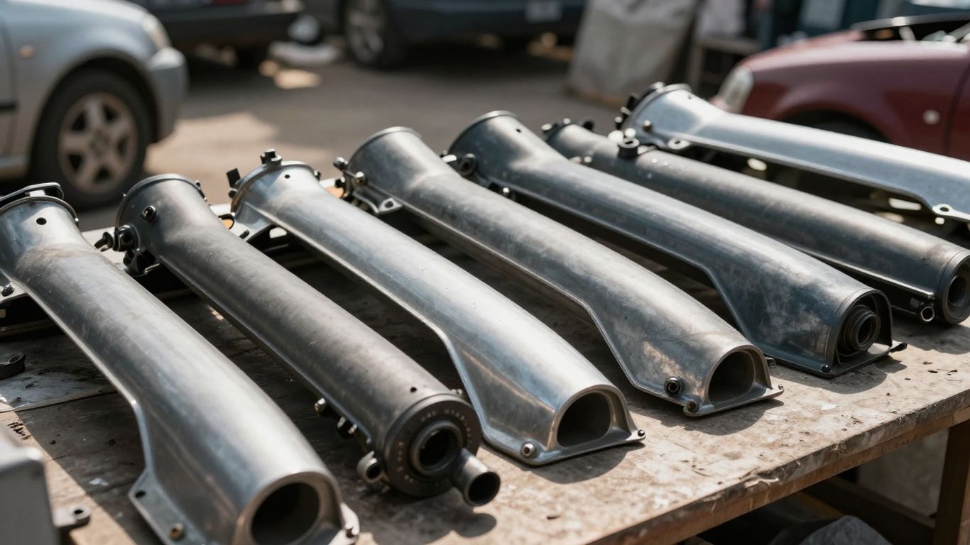 Used Kia car parts at a dismantler yard.