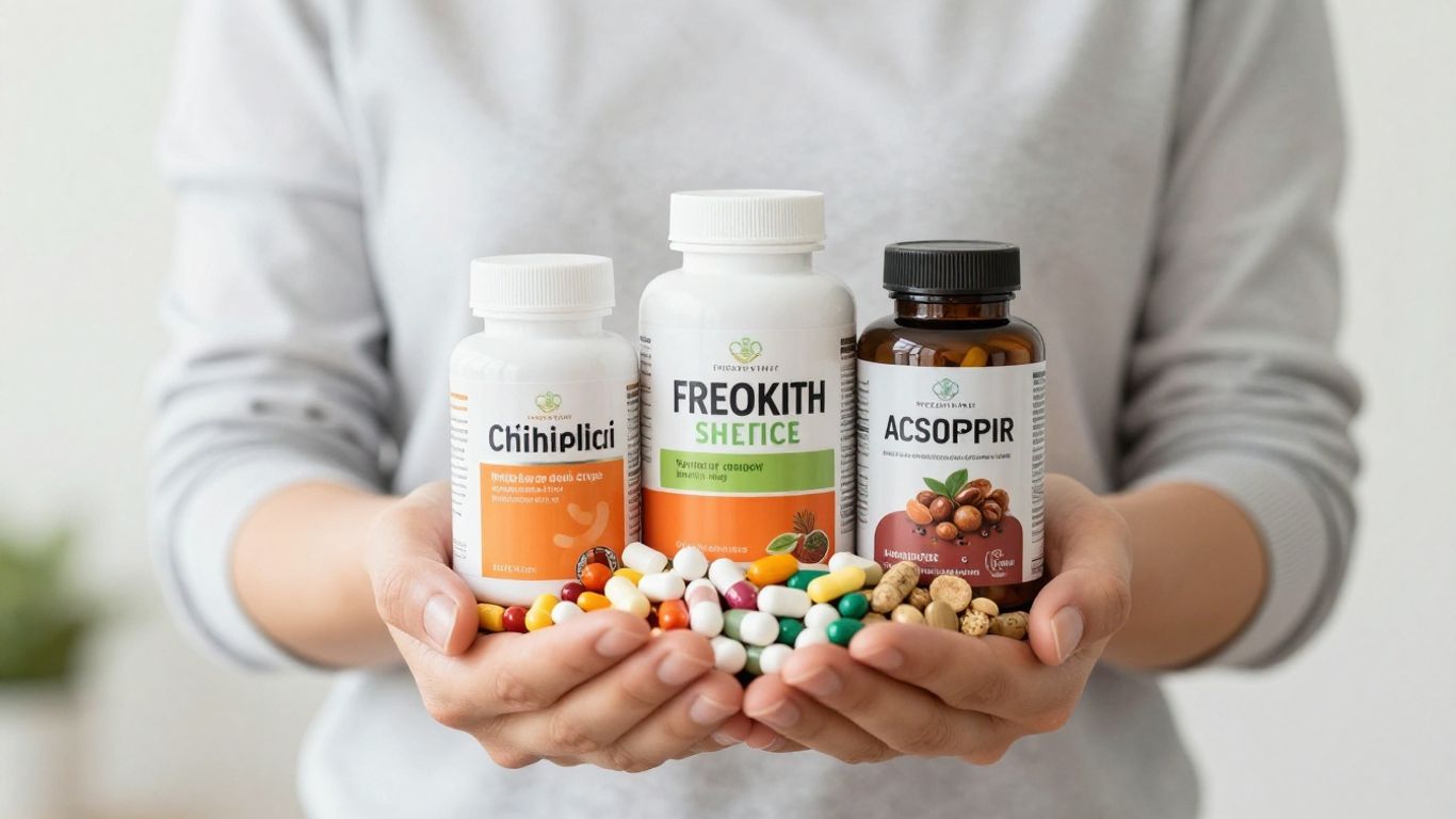 Weight management supplements and healthy food items.