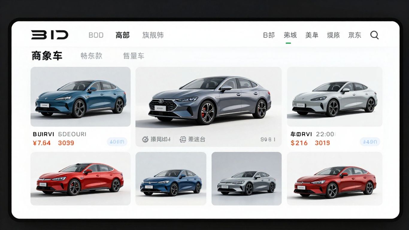 Vergleichsseite für Autos mit verschiedenen Fahrzeugmodellen.