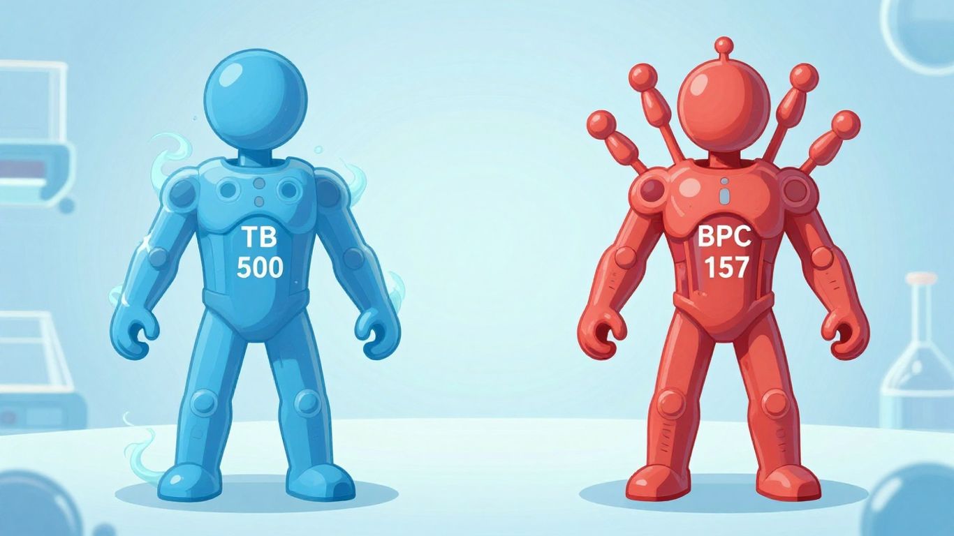 TB-500 and BPC-157 peptide comparison visual.