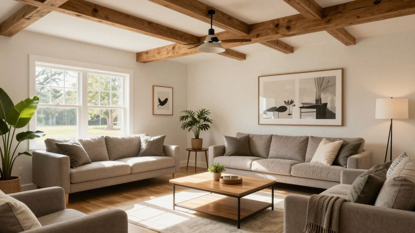 Renovated basement living space in Suwanee, Georgia.