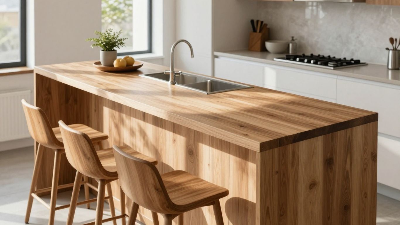 Stylish laminate breakfast bar in a modern kitchen.