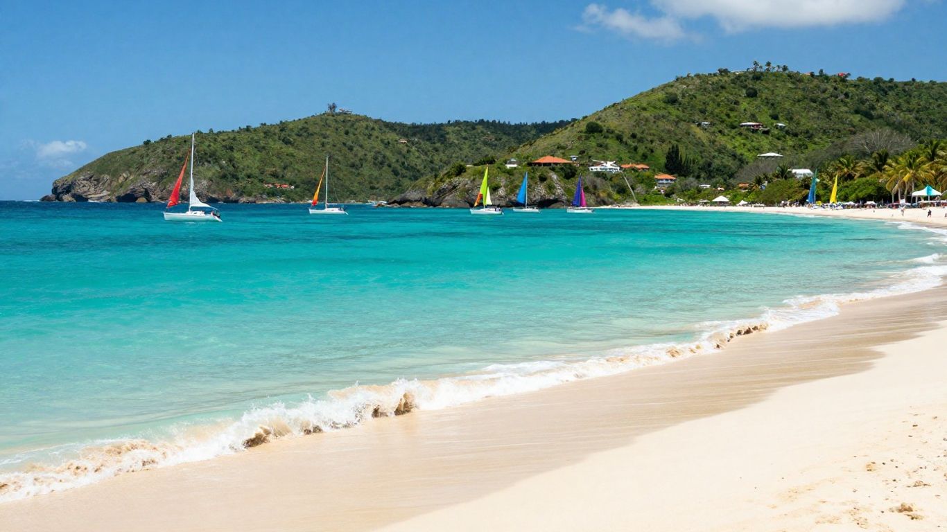 Sailboats anchored in Cane Garden Bay, Tortola.