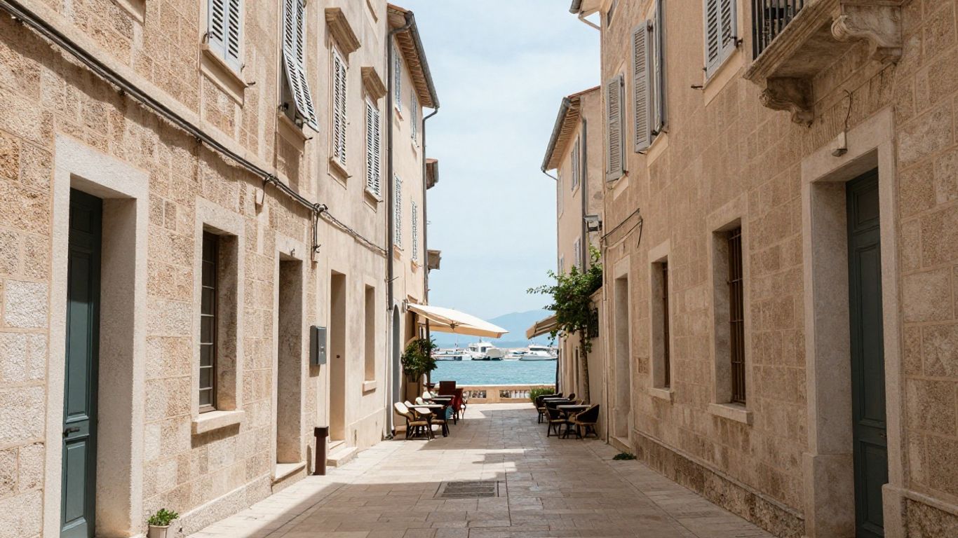Ajaccio old town streets beside the harbor
