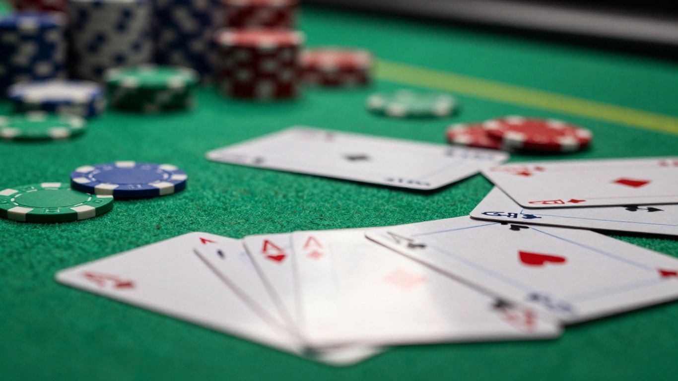 Poker chips and cards on a table