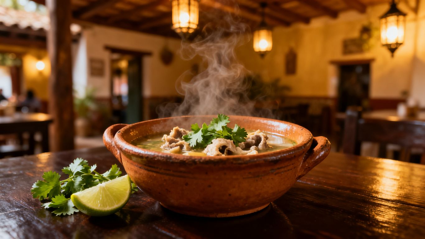 Authentic tripe soup served in a bowl