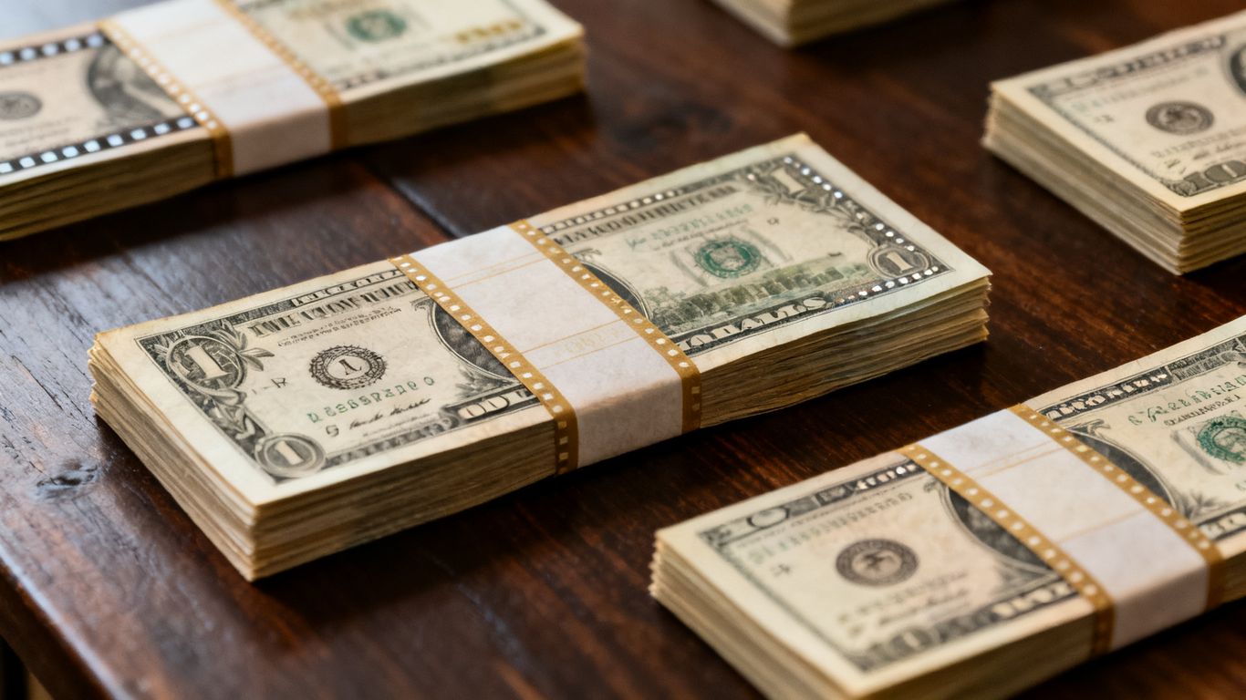 Realistic prop money bundles for film production