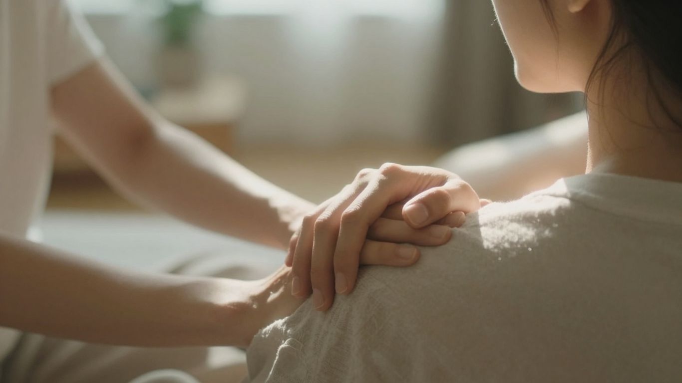 Praticien et receveur dans une séance de soin énergétique.