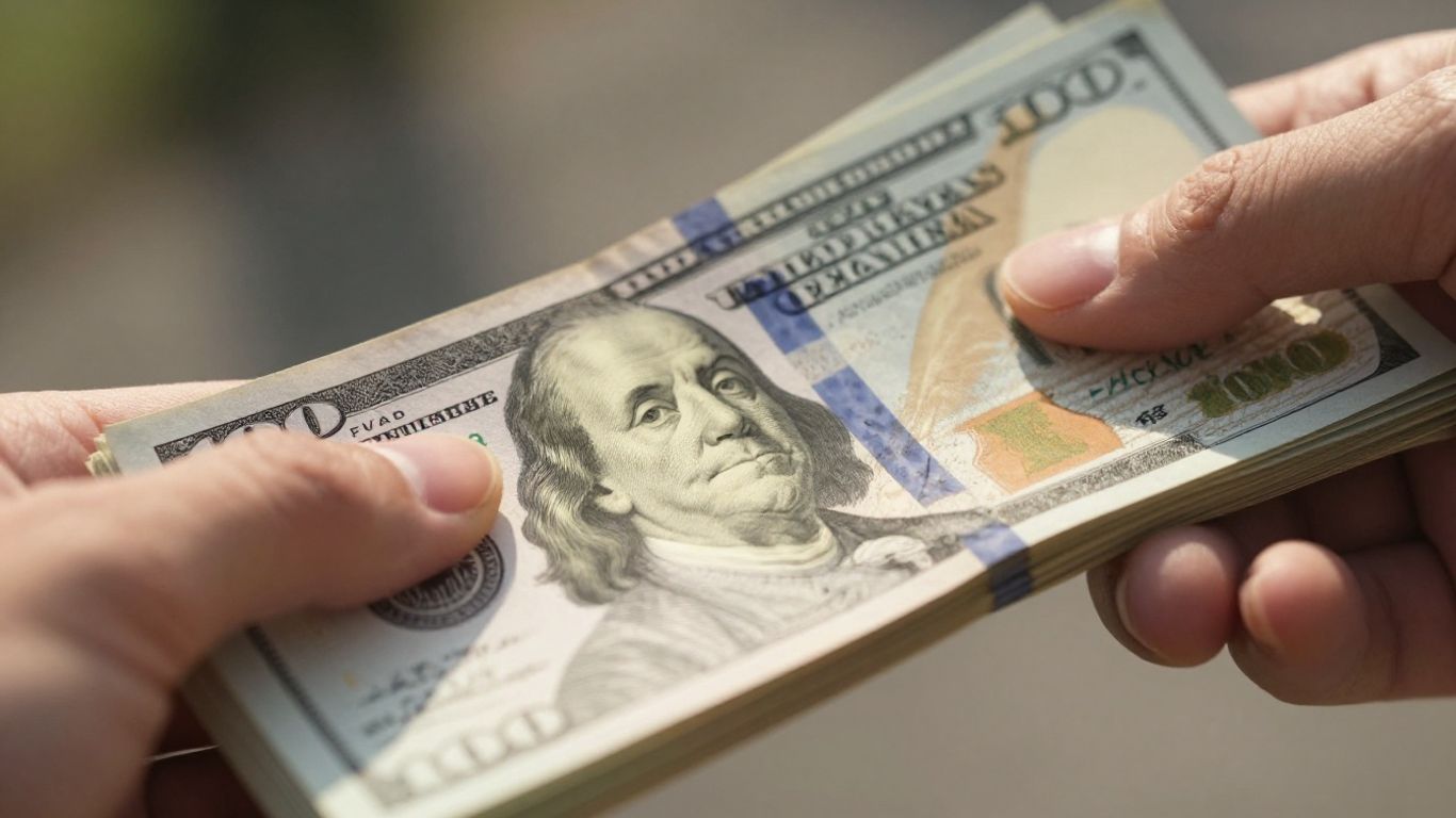 Hand holding cash, quick loan concept