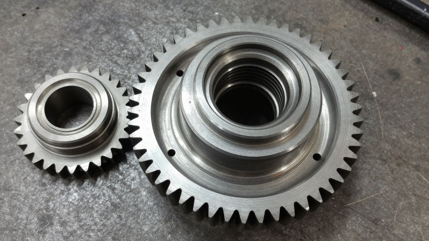 Close-up of a manual transmission gear assembly