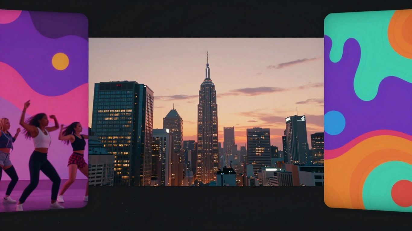 AI music video formats: 9:16, 1:1, 16:9 examples.