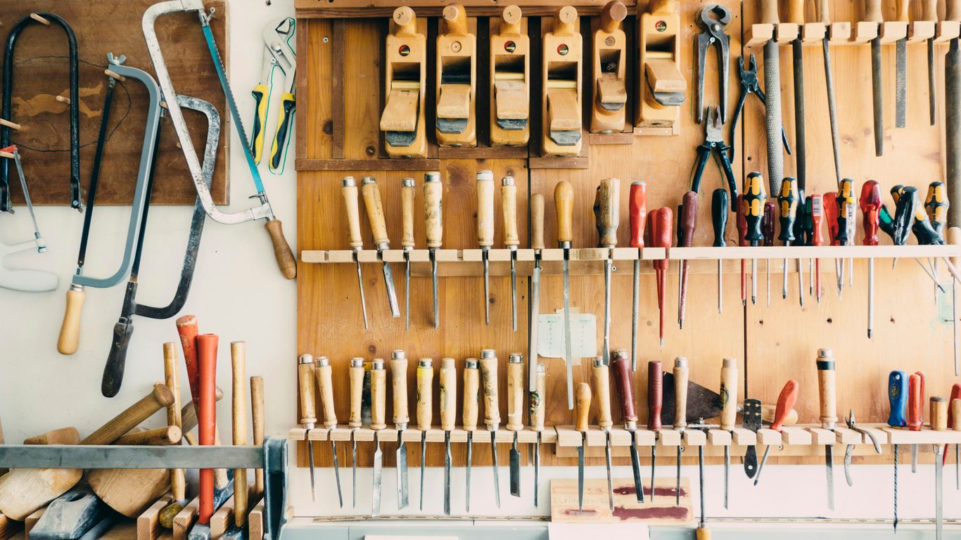 A clean workshop featuring various material samples