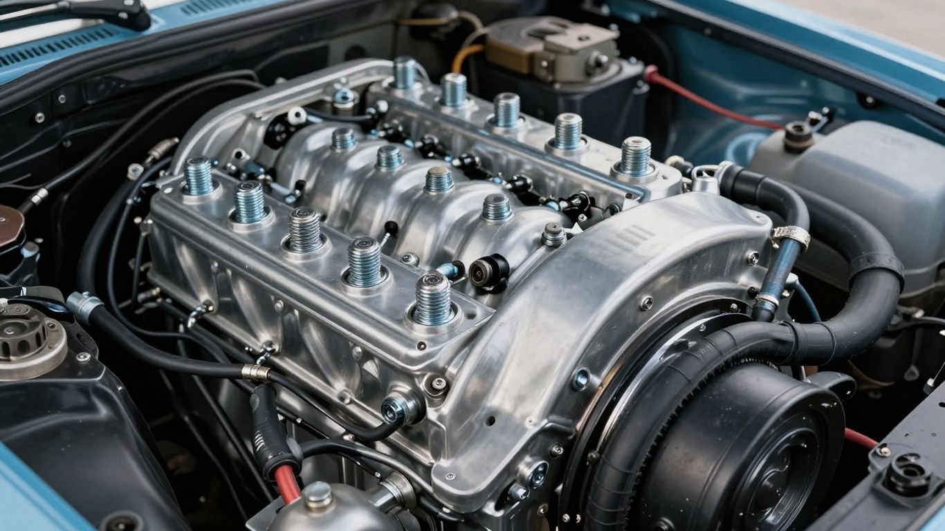 Freshly cleaned engine bay components