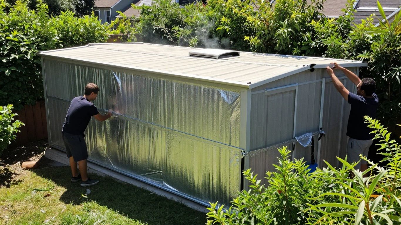 Shed cooling solutions in a hot backyard.