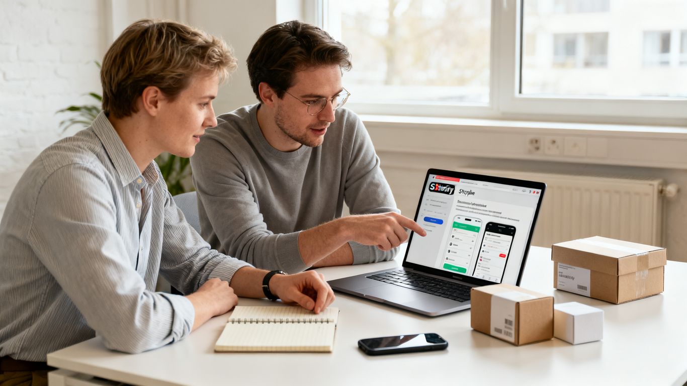 Shopify-team bespreekt een app-specificatie
