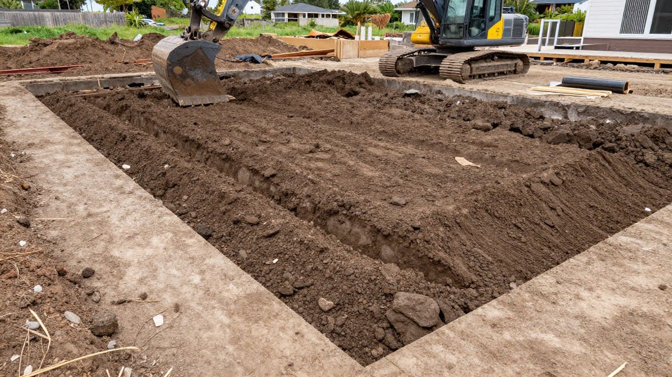 New excavation showing clean cuts for foundations