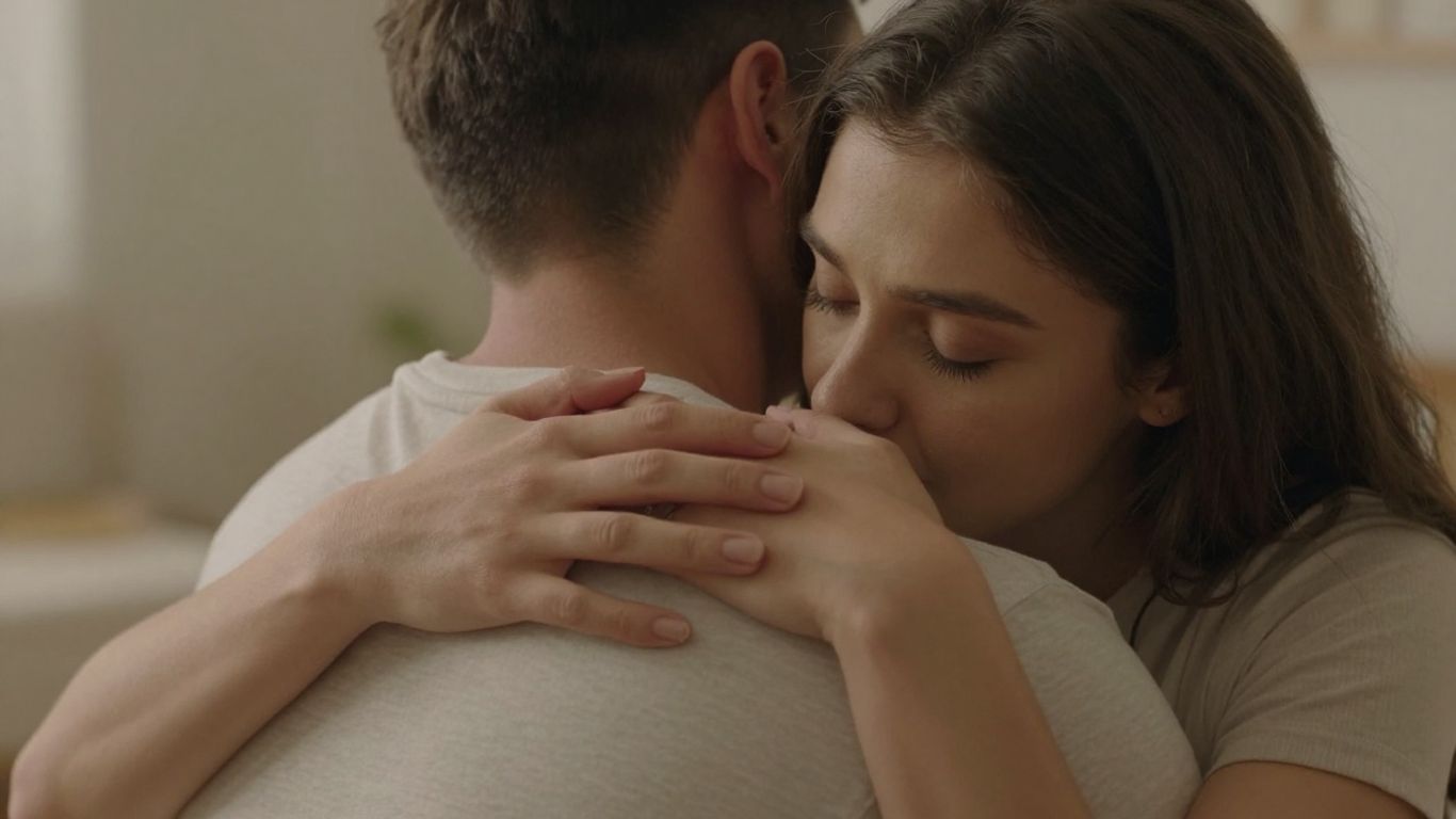 Casal em momento íntimo e carinhoso.