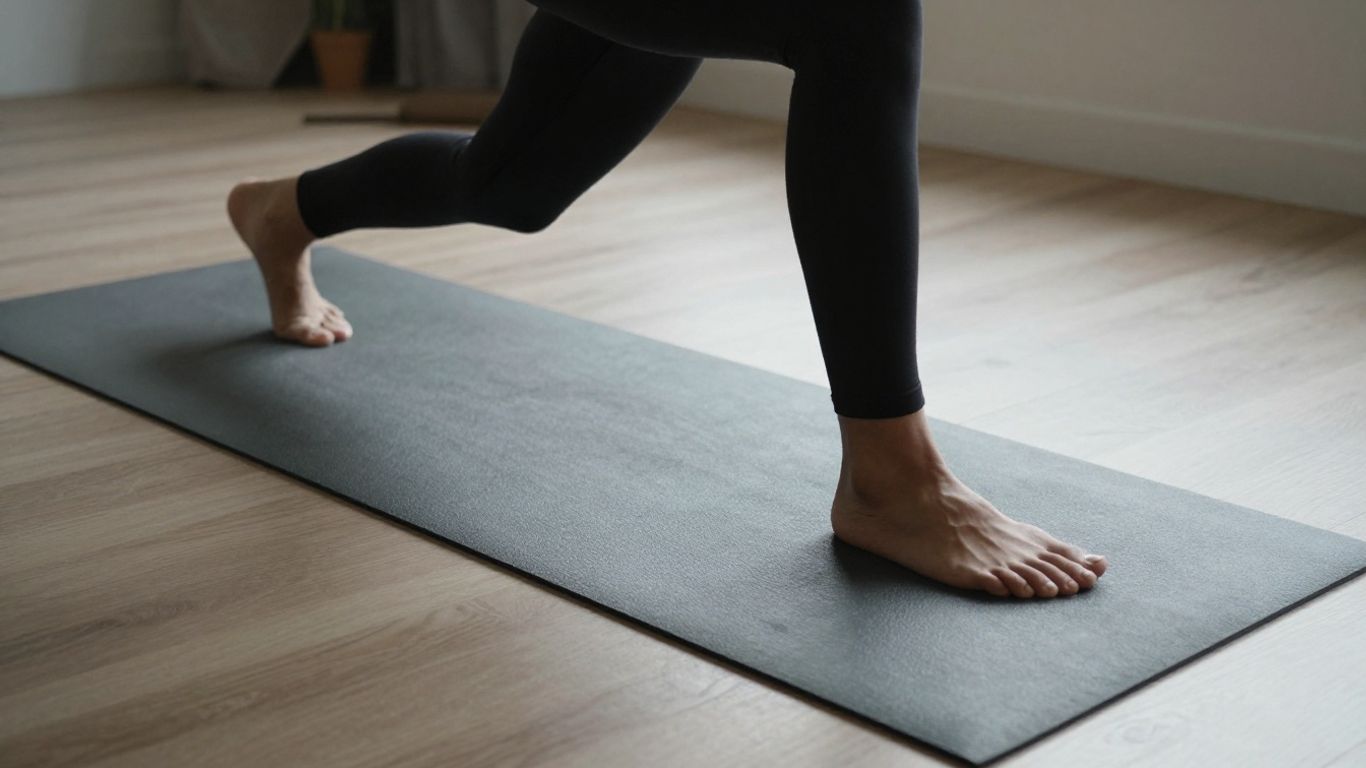 Yoga practitioner practicing on a towel-covered mat
