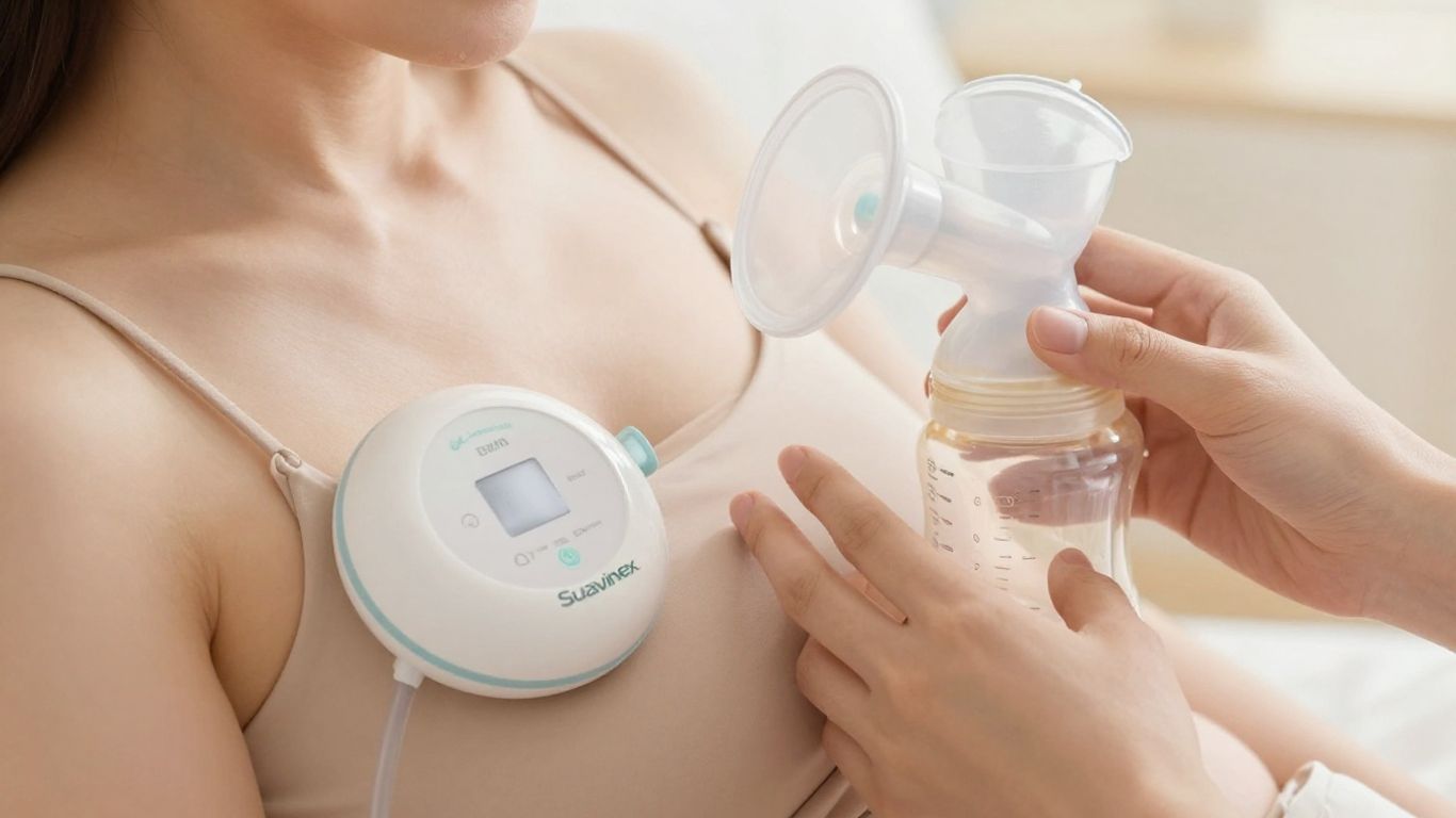 Madre usando sacaleches eléctrico Suavinex
