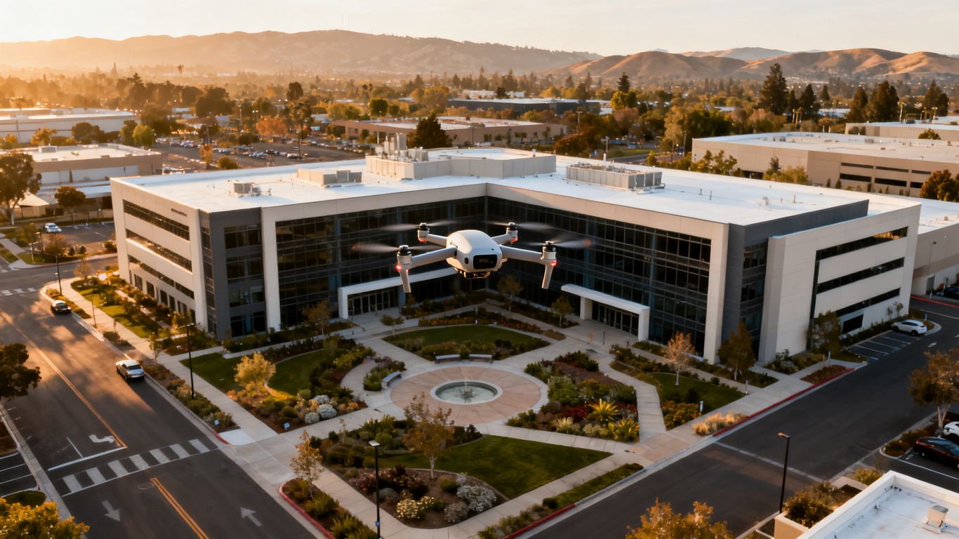 Drone inspecting Santa Clara commercial property