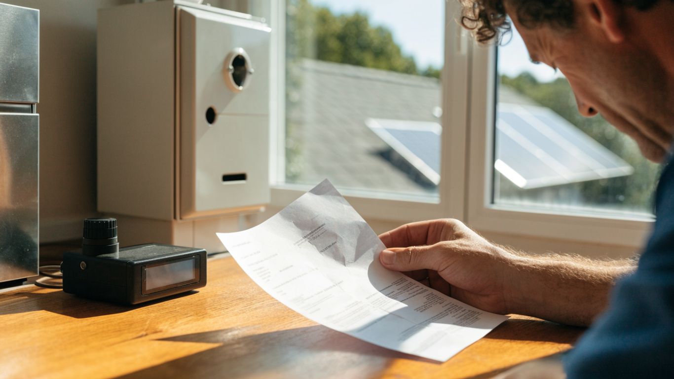 Compteur et panneaux solaires sur une maison