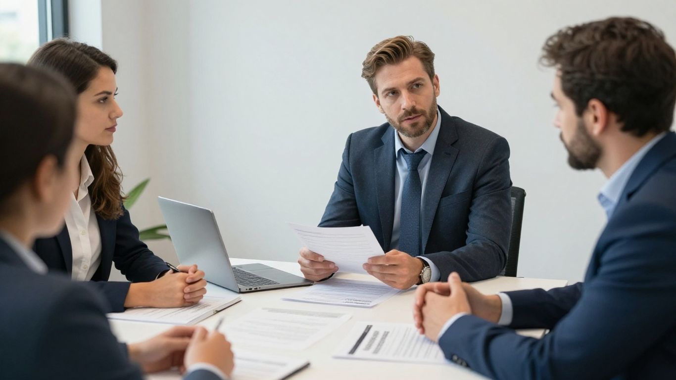 Executive and founder discussing a revenue plan