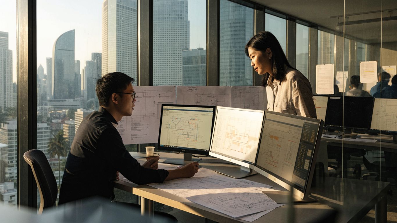 Engineers coordinating digital building submissions