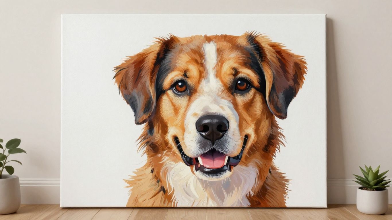 Custom pet portrait acrylic print of a dog.