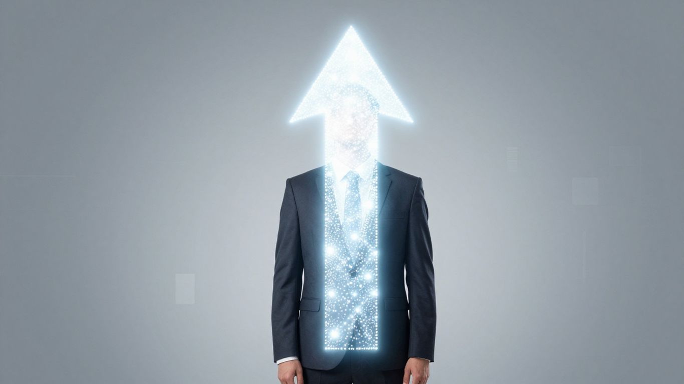 Upward trending arrow symbolizing brand growth and authority.