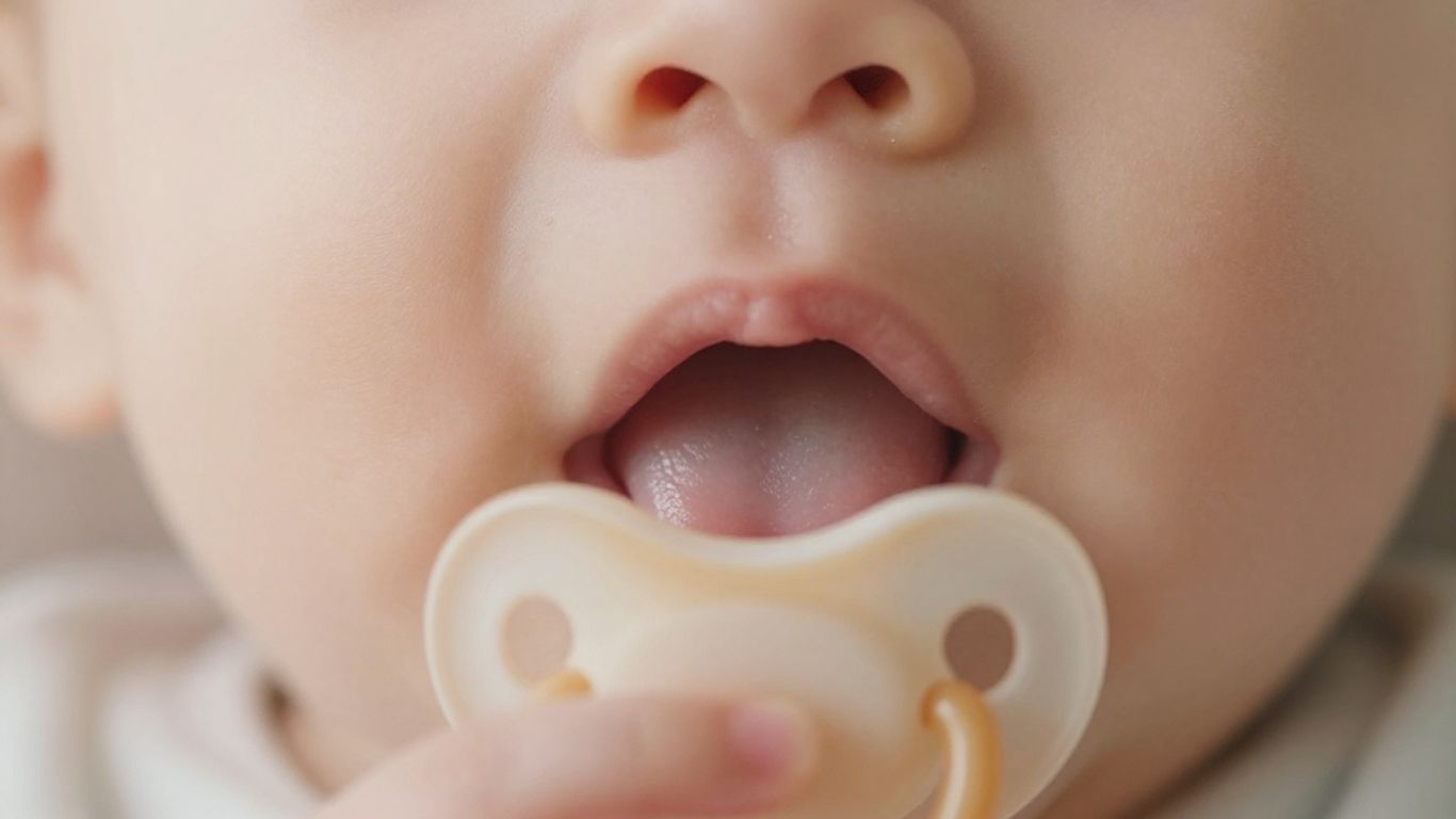 Bebé con chupete de látex Suavinex.