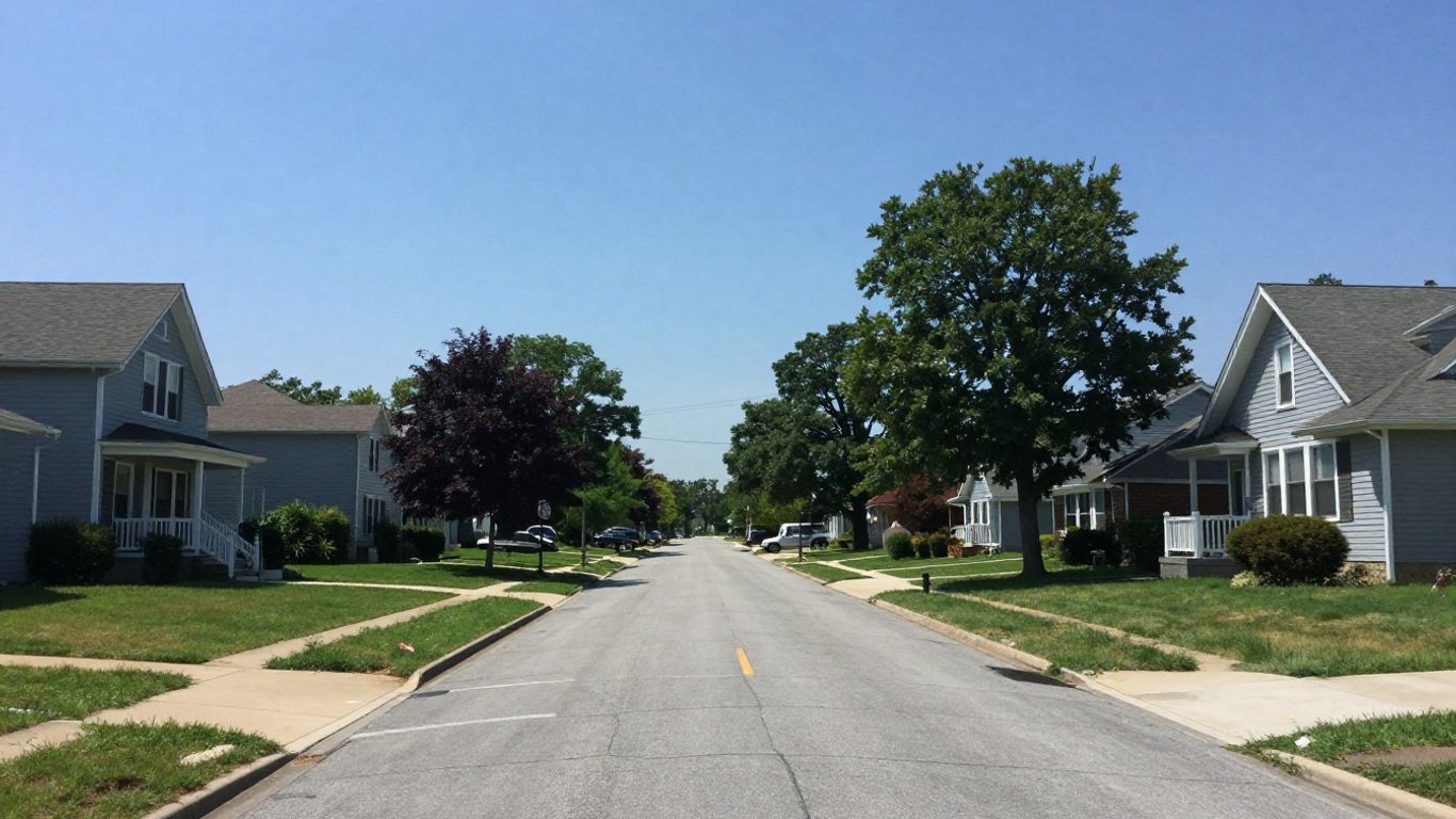 Cheektowaga NY street with houses and trees.