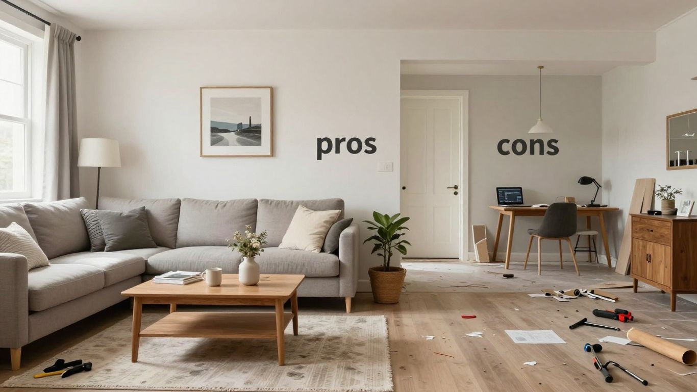 Cozy Airbnb room vs. unfinished DIY project
