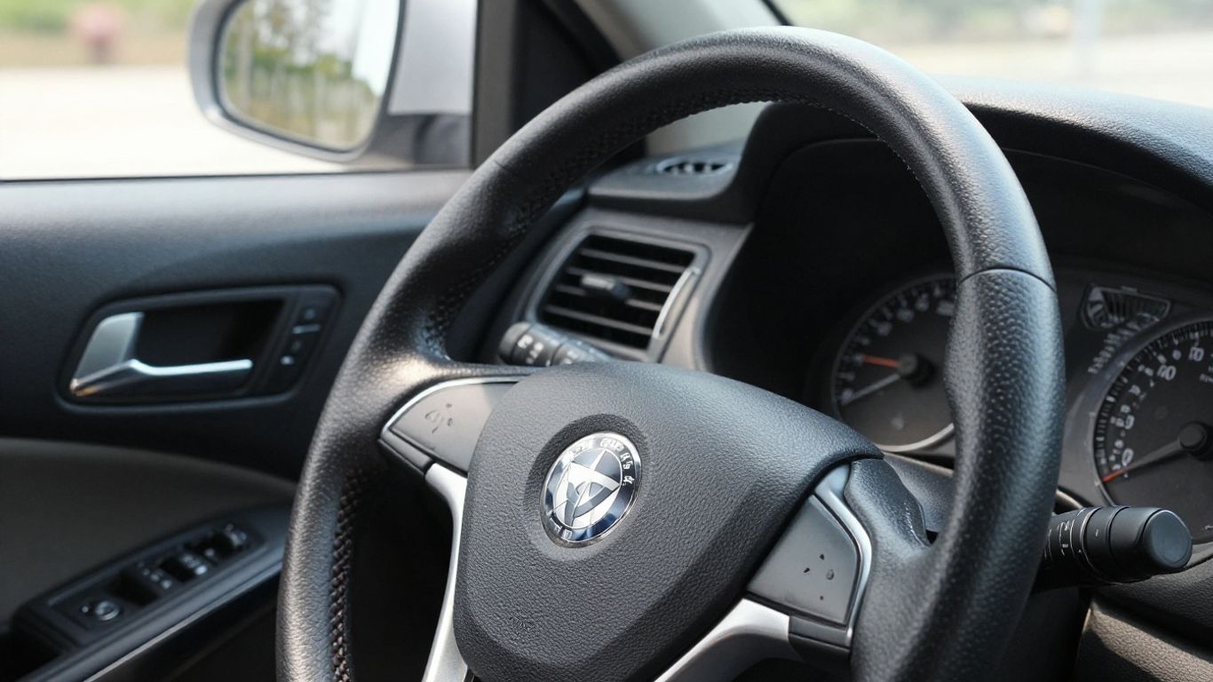 Auto Innenraum mit Lenkrad und Armaturenbrett