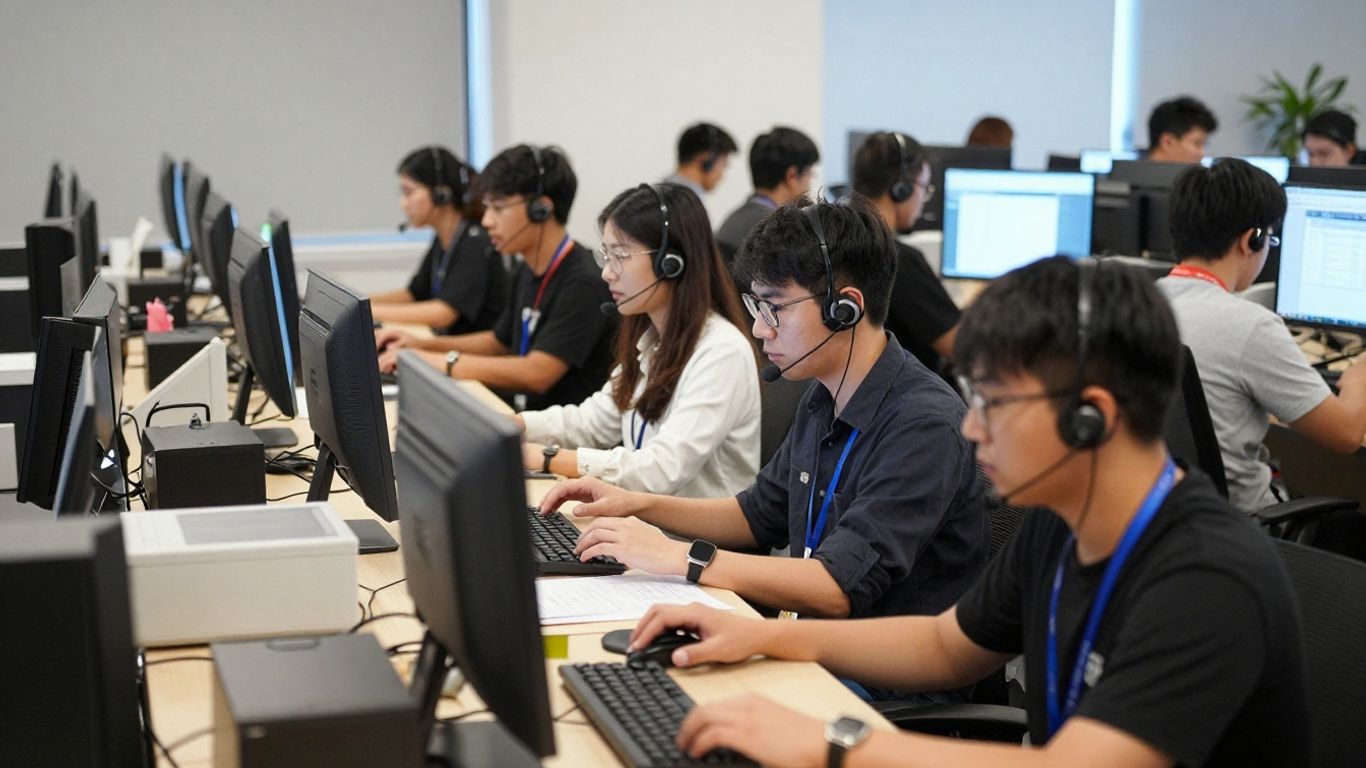 Call center agents working efficiently, closing deals.