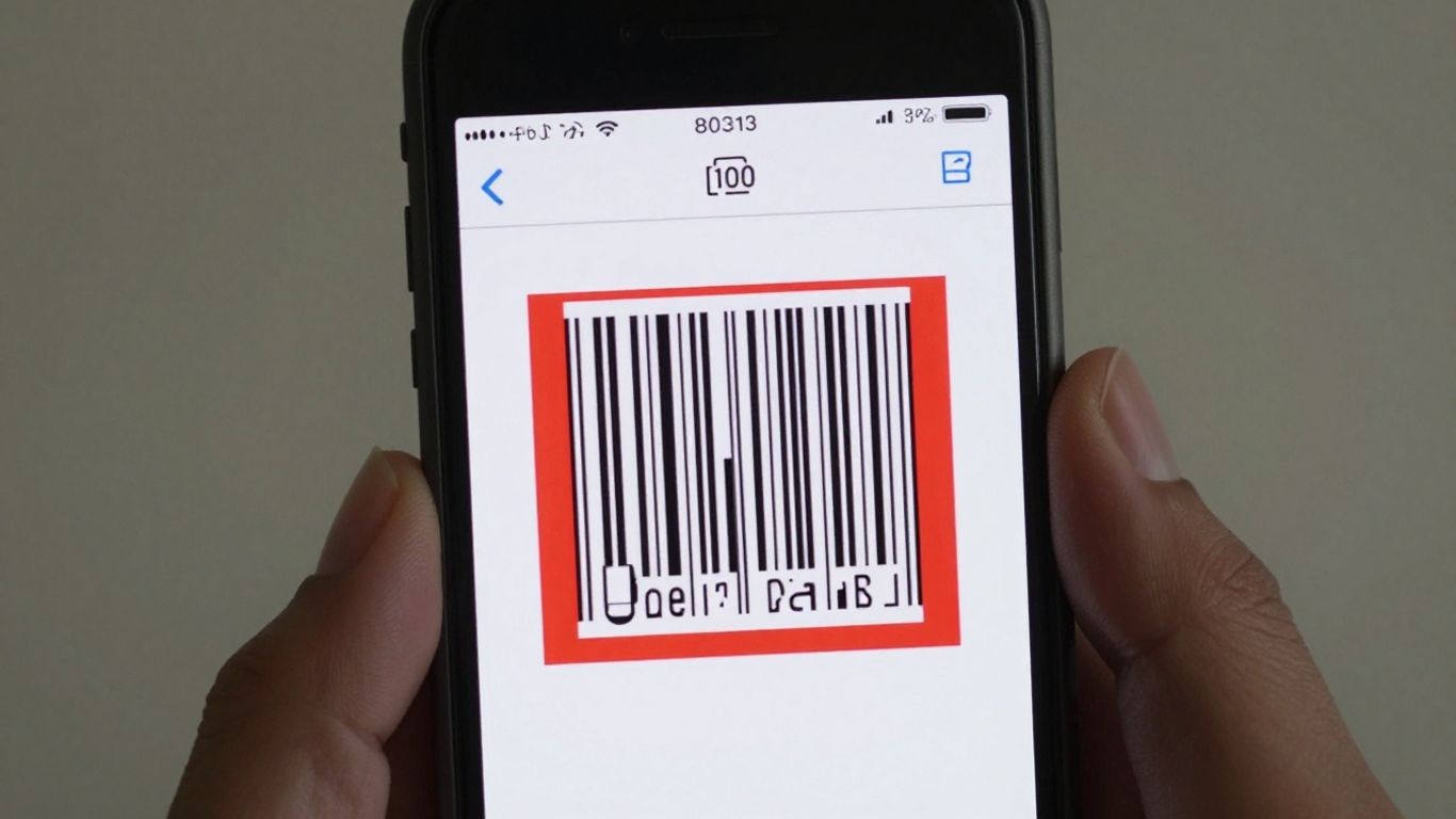 iPhone scanning a barcode with a red overlay.