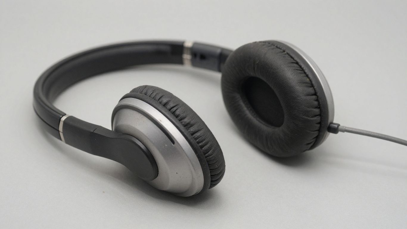 Secondhand headphones with focus on material texture and wear.