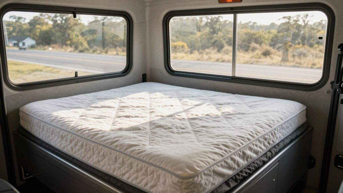 Truck mattress inside a truck cab